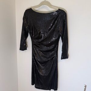 Parker Black Sequin Long Sleeve Dress